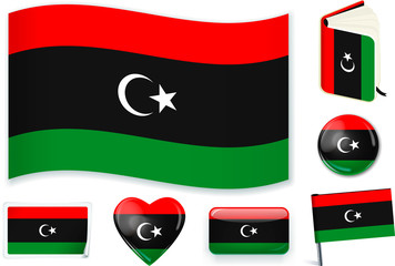 Libyan flag in seven shapes. Editable with separate layers.