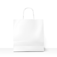 Blank paper shopping bag mockup isolated on white background. Vector illustration. Ready to use for your design, advertising, branding, promo and etc. EPS10.	