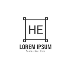 Fototapeta premium Initial HE logo template with modern frame. Minimalist HE letter logo vector illustration