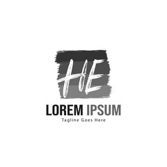 Initial HE logo template with modern frame. Minimalist HE letter logo vector illustration