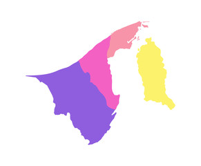 Vector isolated illustration of simplified administrative map of Brunei. Borders of the regions. Multi colored silhouettes