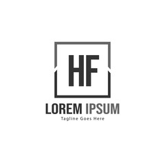 Initial HF logo template with modern frame. Minimalist HF letter logo vector illustration
