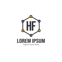 Initial HF logo template with modern frame. Minimalist HF letter logo vector illustration
