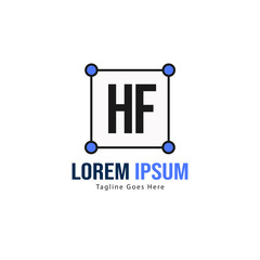 Initial HF logo template with modern frame. Minimalist HF letter logo vector illustration