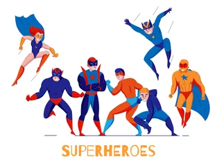 Fototapeten Superheroes Comics Characters Poster  © Macrovector