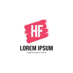 Initial HF logo template with modern frame. Minimalist HF letter logo vector illustration