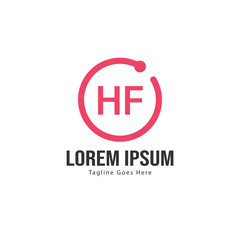 Initial HF logo template with modern frame. Minimalist HF letter logo vector illustration
