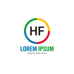 Initial HF logo template with modern frame. Minimalist HF letter logo vector illustration