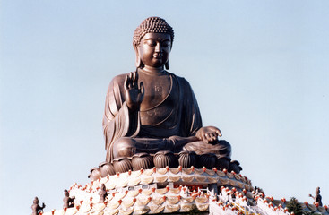 Fototapeta premium the archive picture of Tian Tan Buddha, also known as the Big Buddha in 90s