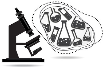 Abstract microscope background with the study of bacteria, molecules, substances. Science, education, chemistry, experiment, laboratory concept.
