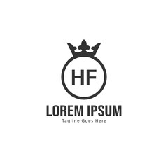 Initial HF logo template with modern frame. Minimalist HF letter logo vector illustration