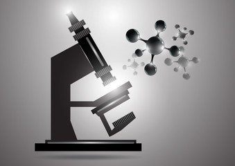 Abstract microscope background with the study of bacteria, molecules, substances. Science, education, chemistry, experiment, laboratory concept.