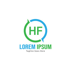 Initial HF logo template with modern frame. Minimalist HF letter logo vector illustration