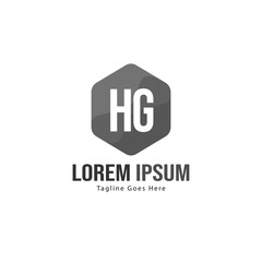 Initial HG logo template with modern frame. Minimalist HG letter logo vector illustration