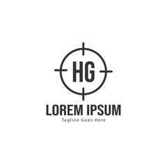 Initial HG logo template with modern frame. Minimalist HG letter logo vector illustration