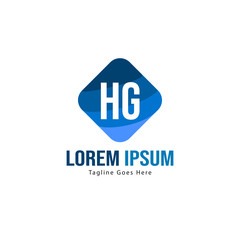 Initial HG logo template with modern frame. Minimalist HG letter logo vector illustration