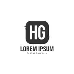 Initial HG logo template with modern frame. Minimalist HG letter logo vector illustration