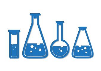 Chemical flasks icons set. Chemical laboratory equipment isolated on white background. Chemical and biological experiments.