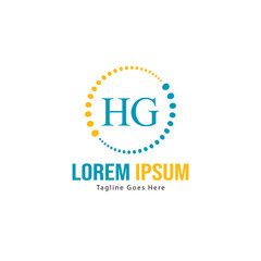 Initial HG logo template with modern frame. Minimalist HG letter logo vector illustration