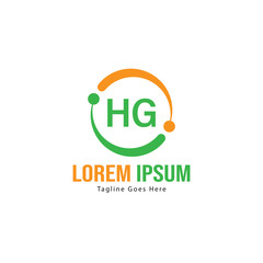 Initial HG logo template with modern frame. Minimalist HG letter logo vector illustration