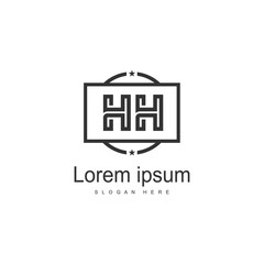 Initial HH logo template with modern frame. Minimalist HH letter logo vector illustration