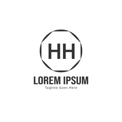 Initial HH logo template with modern frame. Minimalist HH letter logo vector illustration