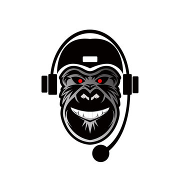 gorilla face with headset vector image