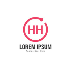 Initial HH logo template with modern frame. Minimalist HH letter logo vector illustration