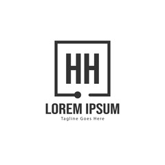 Initial HH logo template with modern frame. Minimalist HH letter logo vector illustration
