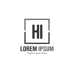 Initial HI logo template with modern frame. Minimalist HI letter logo vector illustration