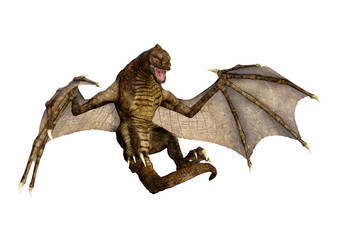 3D Rendering Fairy Tale Dragon on White