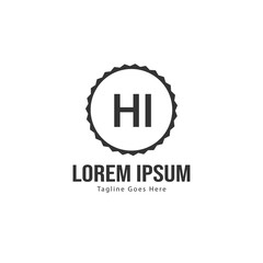 Initial HI logo template with modern frame. Minimalist HI letter logo vector illustration