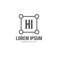 Initial HI logo template with modern frame. Minimalist HI letter logo vector illustration