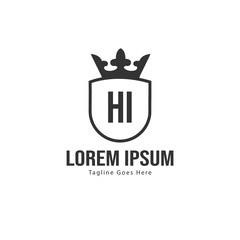 Initial HI logo template with modern frame. Minimalist HI letter logo vector illustration