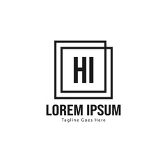 Initial HI logo template with modern frame. Minimalist HI letter logo vector illustration