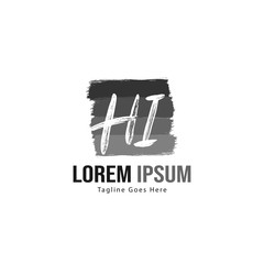 Initial HI logo template with modern frame. Minimalist HI letter logo vector illustration