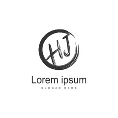 Initial HJ logo template with modern frame. Minimalist HJ letter logo vector illustration