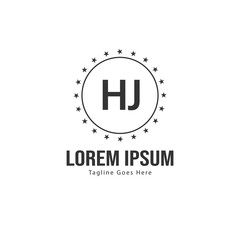 Initial HJ logo template with modern frame. Minimalist HJ letter logo vector illustration