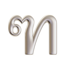 Thai Alphabet 3d rendering in silver metal color