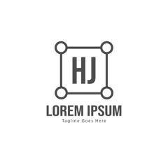 Initial HJ logo template with modern frame. Minimalist HJ letter logo vector illustration