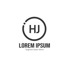 Initial HJ logo template with modern frame. Minimalist HJ letter logo vector illustration