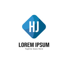 Initial HJ logo template with modern frame. Minimalist HJ letter logo vector illustration