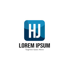 Initial HJ logo template with modern frame. Minimalist HJ letter logo vector illustration