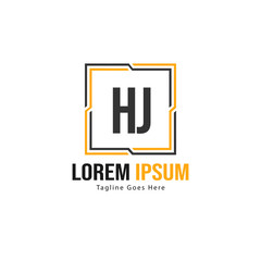 Initial HJ logo template with modern frame. Minimalist HJ letter logo vector illustration