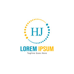 Initial HJ logo template with modern frame. Minimalist HJ letter logo vector illustration