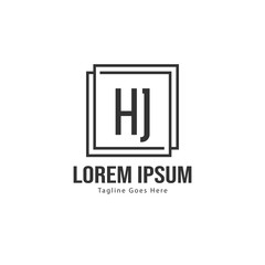 Initial HJ logo template with modern frame. Minimalist HJ letter logo vector illustration