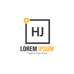 Initial HJ logo template with modern frame. Minimalist HJ letter logo vector illustration