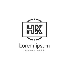 Initial HK logo template with modern frame. Minimalist HK letter logo vector illustration