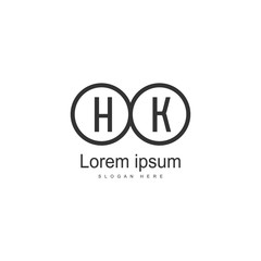 Initial HK logo template with modern frame. Minimalist HK letter logo vector illustration
