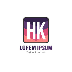 Initial HK logo template with modern frame. Minimalist HK letter logo vector illustration
